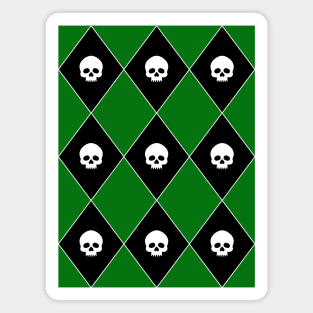 Harlequin Skull Pattern (Green) Magnet